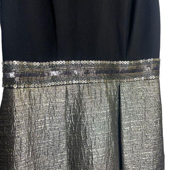 Carmen Marc Valvo Evening Gown Dress Size 6 Maxi Ombré Sequence Black Gold - Picture 9 of 13